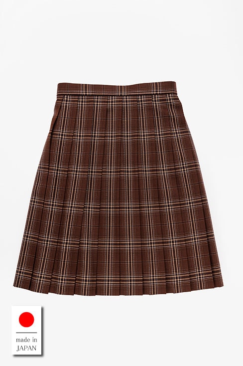 ブラウンのチェックプリーツスカート（48cm丈）は制服通販のカンコー