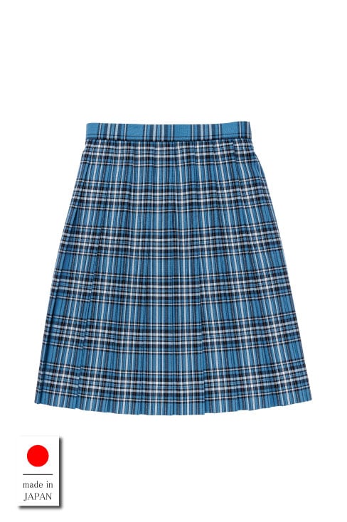 ブルーのチェックプリーツスカート（48cm丈）は制服通販のカンコー