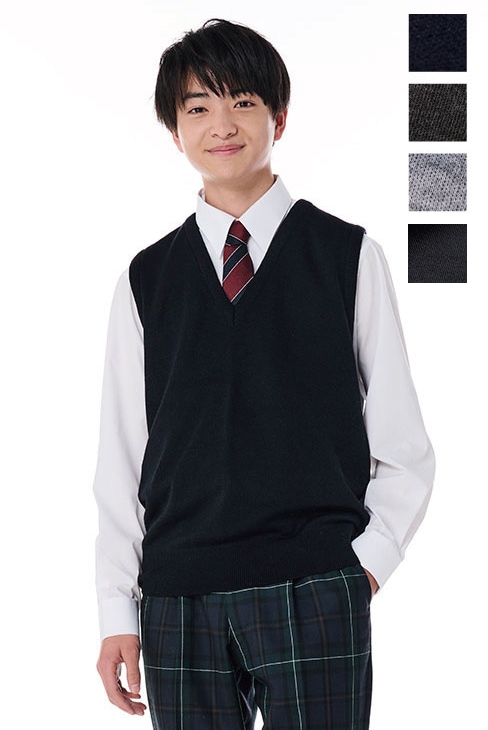 【日本製】無地スクールベスト(ウール混) メンズ / KANKO Harajuku Select