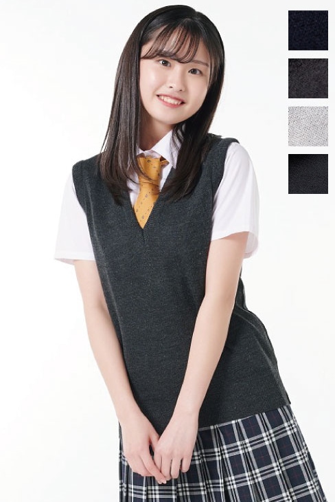 【日本製】無地スクールベスト(綿混) 女子 / KANKO Harajuku Select