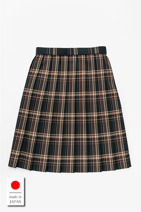 グリーンのチェックプリーツスカート（48cm丈）は制服通販のカンコー