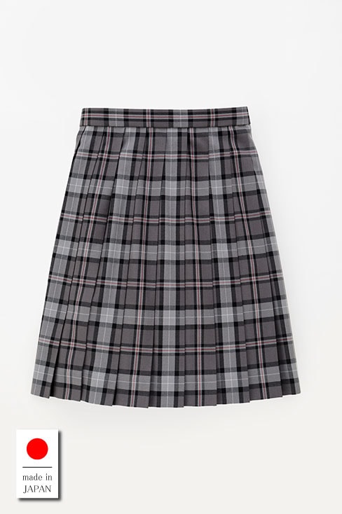 グレーのチェックプリーツスカート（48cm丈）は制服通販のカンコー