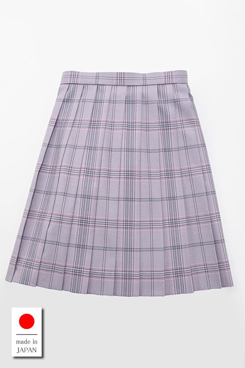 ピンクグレーのチェックプリーツスカート（48cm丈）は制服通販の