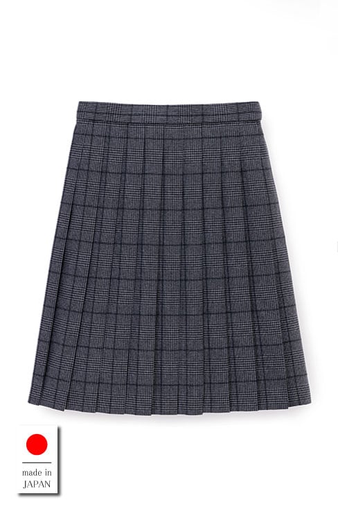 グレーのチェックプリーツスカート（48cm丈）は制服通販のカンコー