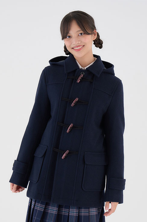ショート丈ダッフルコート（男女兼用）のネイビーは制服通販の