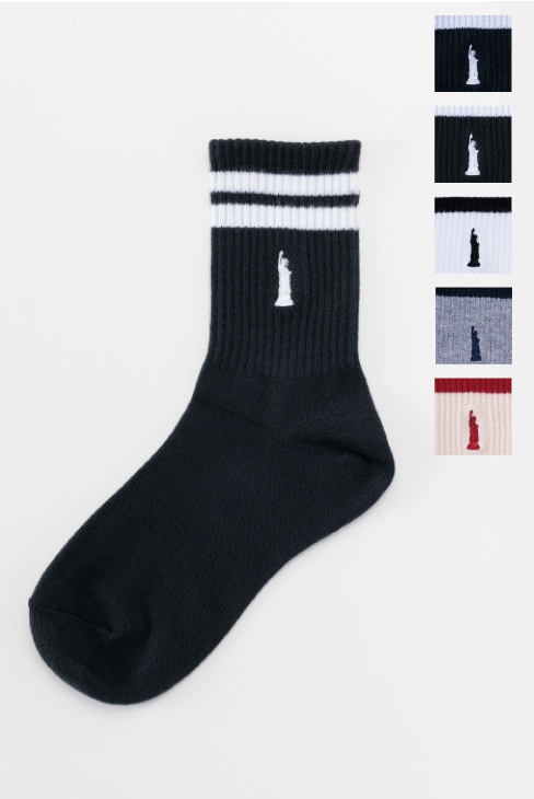片面刺繍ライン入りソックス / EASTBOY（イーストボーイ）