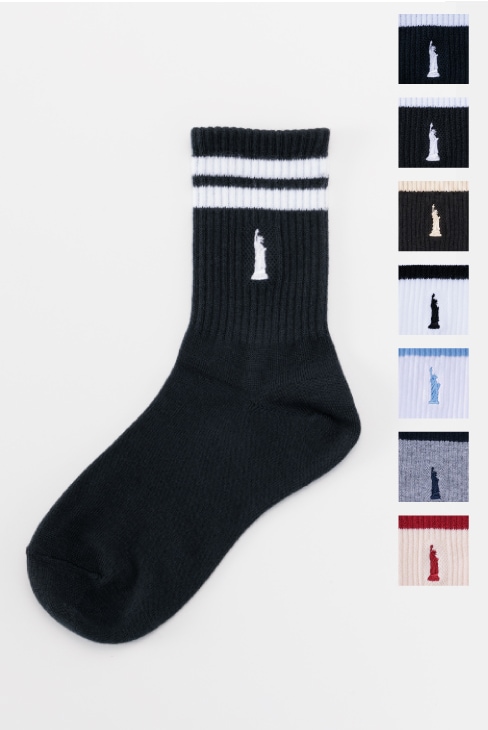 片面刺繍ライン入りソックス / EASTBOY（イーストボーイ）