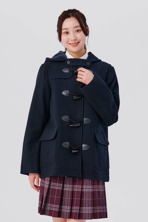ショート丈ダッフルコート（男女兼用）のネイビーは制服通販の