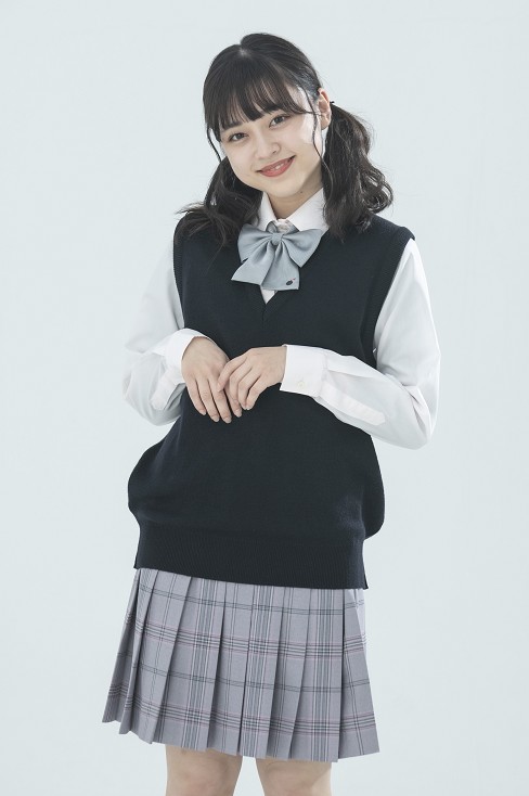 ピンクグレーのチェックプリーツスカート（48cm丈）は制服通販の