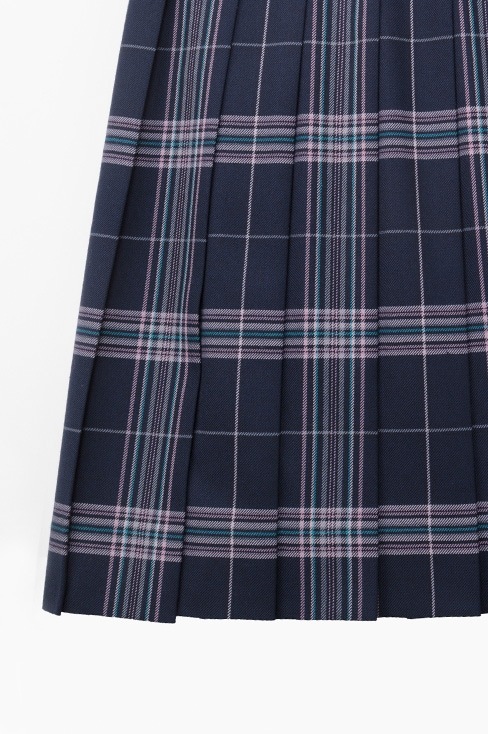 ネイビーのチェックプリーツスカート（オーダー制服）通販の