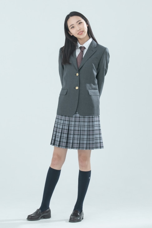 グレーのチェックプリーツスカート（オーダー制服）通販の