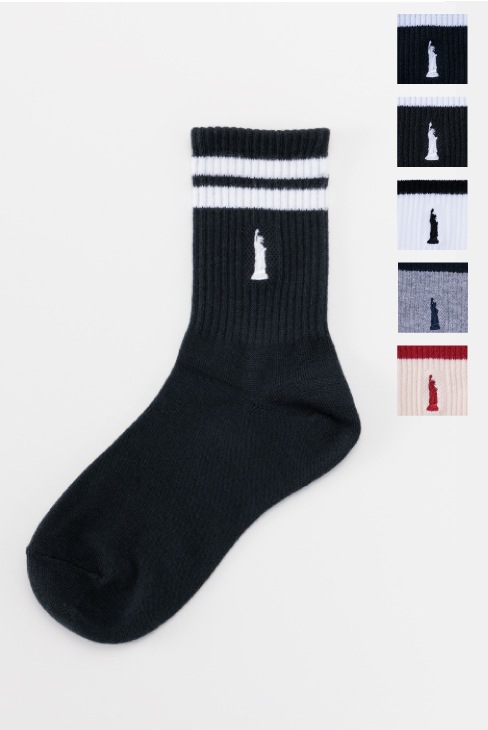 片面刺繍ライン入りソックス / EASTBOY(イーストボーイ)