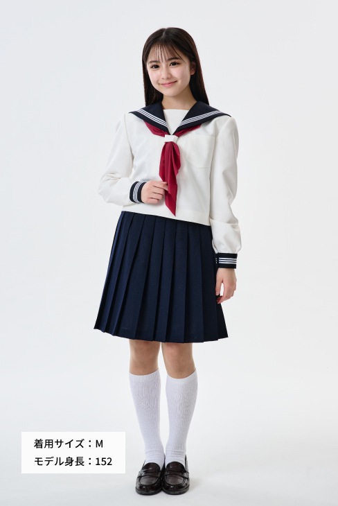 【受注生産 2026年8月末納品】 長袖セーラー 冬素材 小さいサイズ （ネイビー） / KANKO Harajuku Select