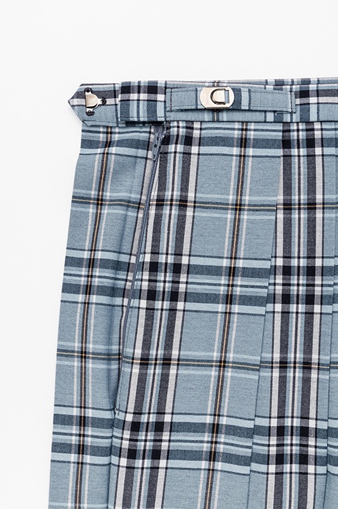 【受注生産 2026年8月末納品】チェックプリーツスカート （スモーキーブルー）  / KANKO Harajuku Select