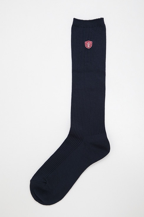 両面刺繍ハイソックス(32cm丈) ネイビー ホワイト ブラック / MICHEL KLEIN Scolaire