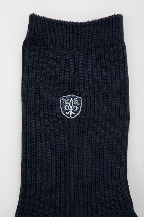 両面刺繍ハイソックス(32cm丈) ネイビー ホワイト ブラック / MICHEL KLEIN Scolaire
