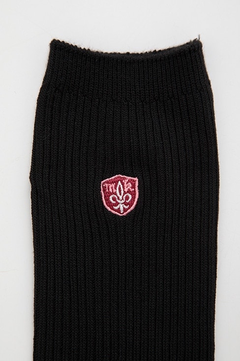 両面刺繍ハイソックス(32cm丈) ネイビー ホワイト ブラック / MICHEL KLEIN Scolaire