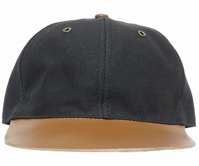 NEW YORK HAT���˥塼�衼���ϥåȡ�6246 Canvas Raw Edge Leather Baseball�������Х����������å����쥶�����١����ܡ��롡�֥�å�