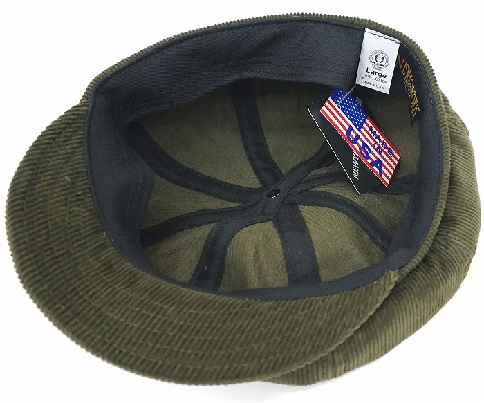 USA米国製ニューヨークハットCorduroy SpitfireオリーブXL新品 NEW YORK HAT ニューヨークハット コーデュロイキャスケット