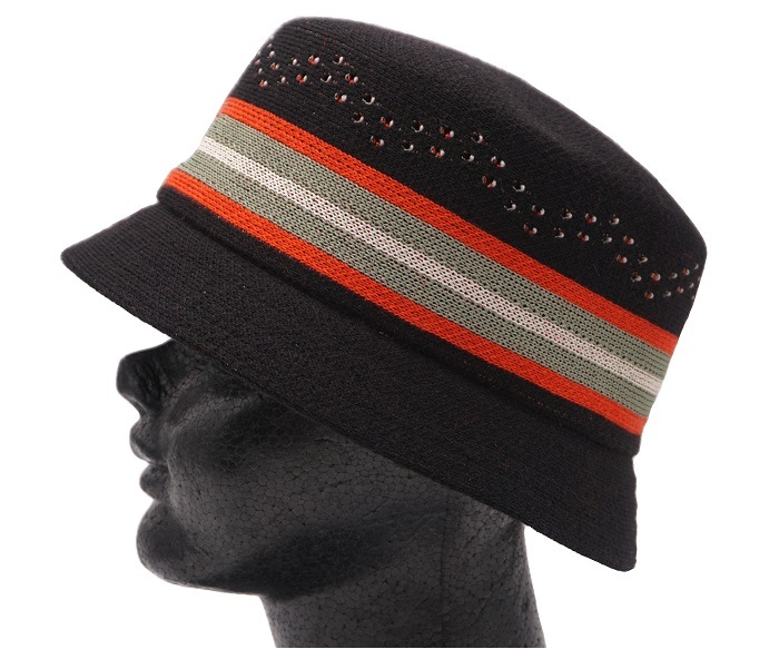 KANGOL�����󥴡��롡�ϥåȡ�Slick Stripe Bin ������å� ���ȥ饤�� �ӥ󡡥֥�å�