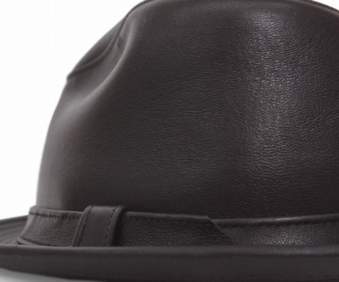ニューヨークハット　ラムレザー　ブラック　L USA NEW YORK HAT（ニューヨークハット） ラムスキンフェドラ 中折れハット