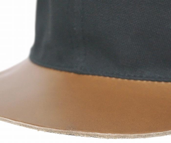 NEW YORK HAT���˥塼�衼���ϥåȡ�6246 Canvas Raw Edge Leather Baseball�������Х����������å����쥶�����١����ܡ��롡�֥�å�