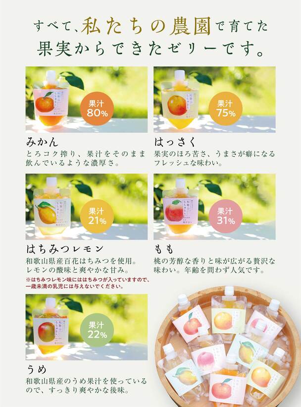 観音山ジェリー6個（みかん2個、はっさく、レモン、もも、うめ各1個）(