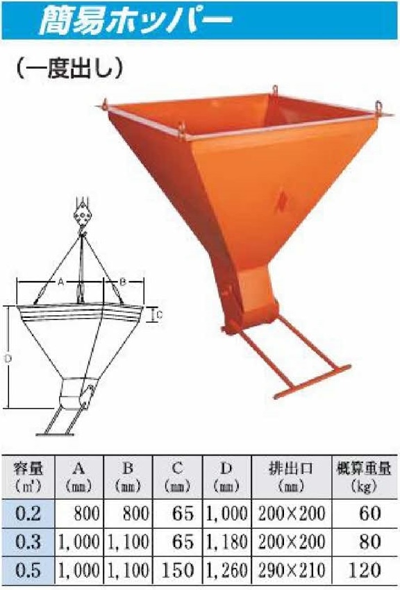 コンクリートバケット 簡易ホッパー0.2 | タケムラ コンクリート