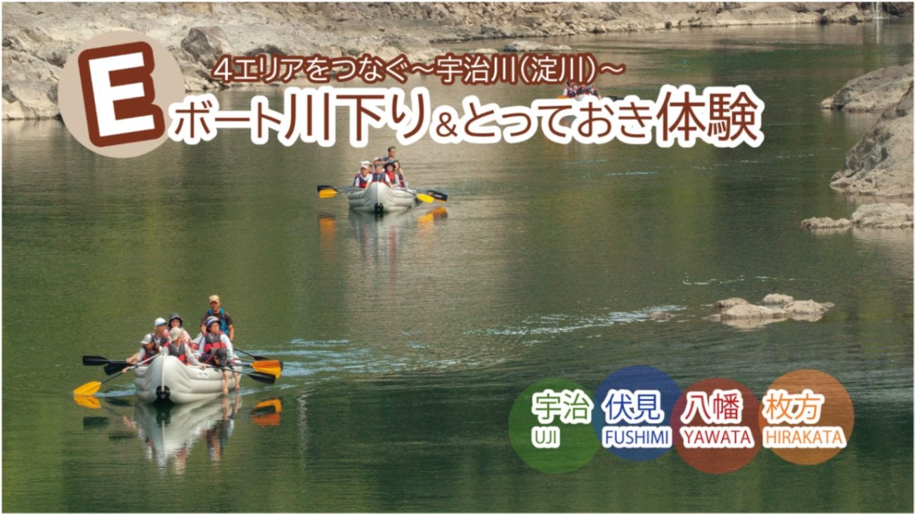 宇治・伏見・八幡・枚方 4エリアをつなぐ　宇治川（淀川）　Eボート川下り＆とっておき体験