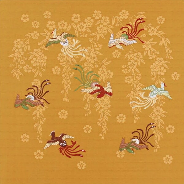 綿の風呂敷 徳川美術館コレクションふろしき 黄地枝垂桜に尾長鳥文金襴