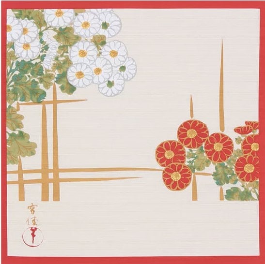 細見美術館コレクション 綿のふろしき 神坂雪佳 籬(まがき)に菊