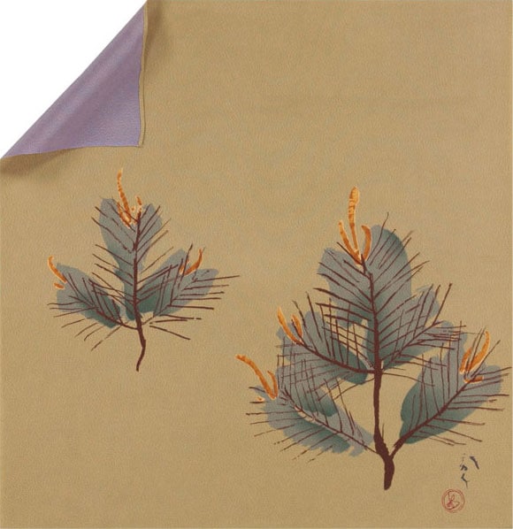 正絹のふろしき 川端龍子・若松(両面染、裏面にも松が描かれております