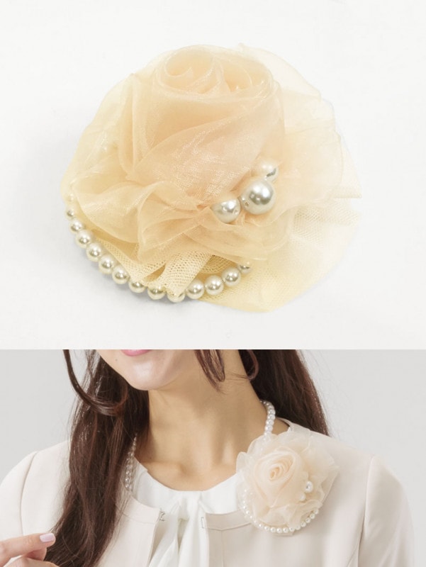 パールリング付オーガンジーコサージュ