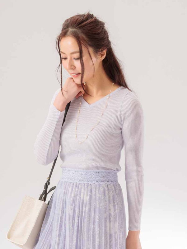 【均一価格】ラメリブＶネックプルオーバー＜春夏物アウトレット＞|アウトレット