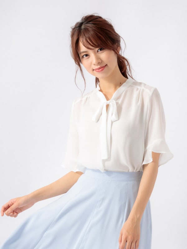 【均一価格】デシンボウタイ半袖ブラウス<SS>＜アウトレット＞