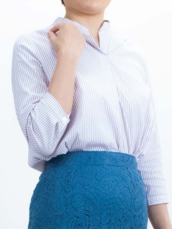 【50%OFF】ストライプ七分袖シャツ