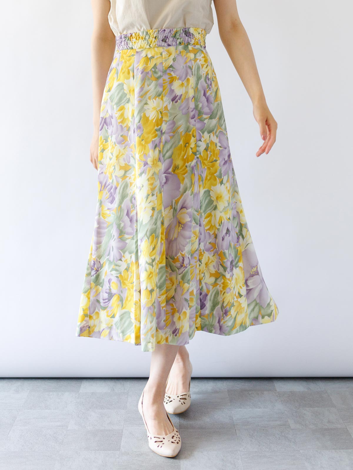 水彩花柄プリントマチ付スカート｜KarLParkLane Style ONLINE SHOP