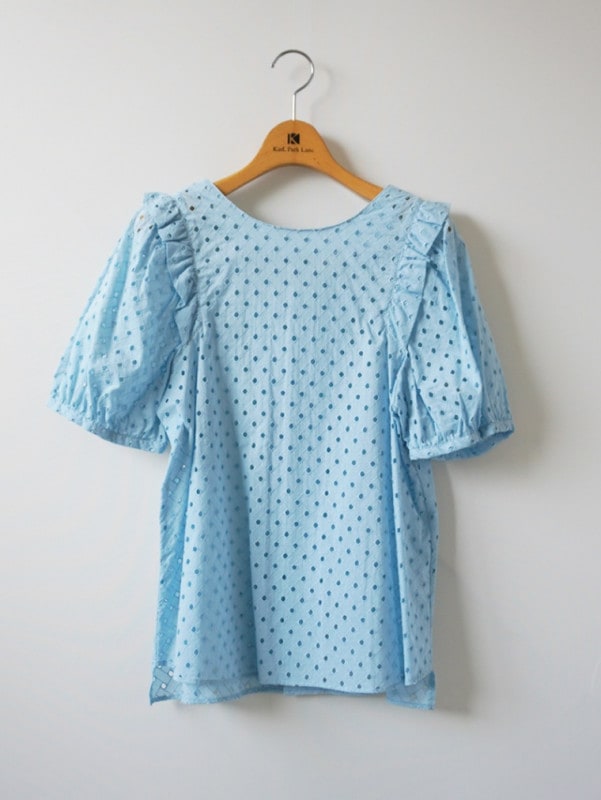 【均一価格】綿レース半袖ビッグスリーブブラウス＜春夏物アウトレット＞|アウトレット