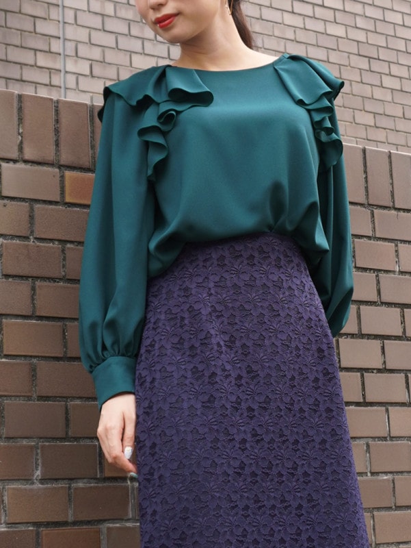 ジョーゼットラッフルブラウス＜アウトレット均一価格＞