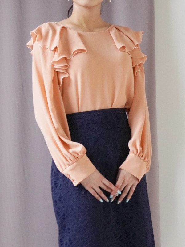 クレールGZ ラッフルブラウス＜アウトレット均一価格＞