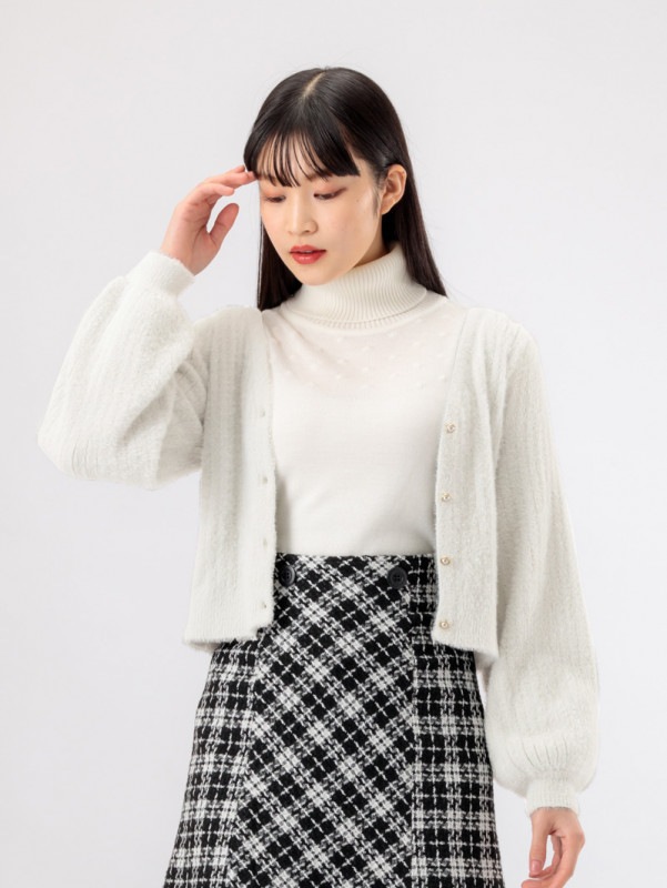 【50%OFF】ミンクライクファーVネックビッグスリーブニット|ニット|アウトレット