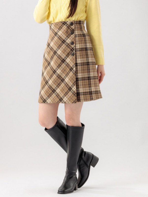 エコチェック巻きミニスカート|7DAYS SALE