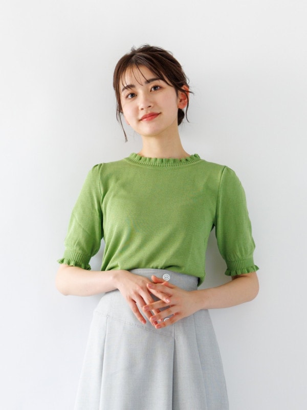 【50%OFF】himawari 立衿後リボンビッグスリーブニット|全ての商品