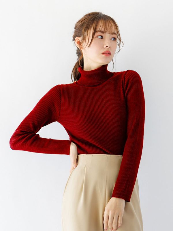 【秋冬50%OFF】12Gリブタートルニット