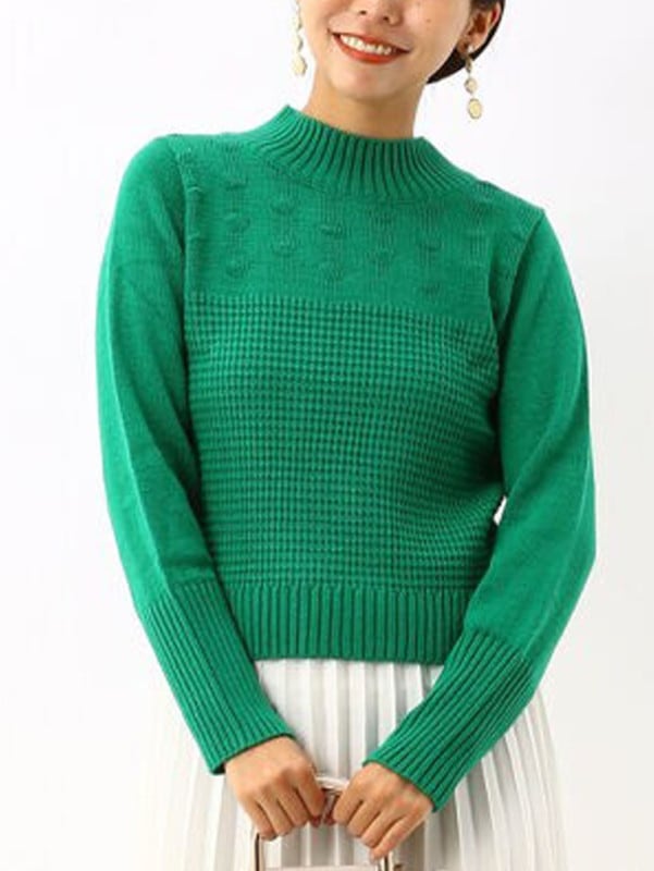 7GドットＸ格子編みハイネックニット＜アウトレット均一価格＞