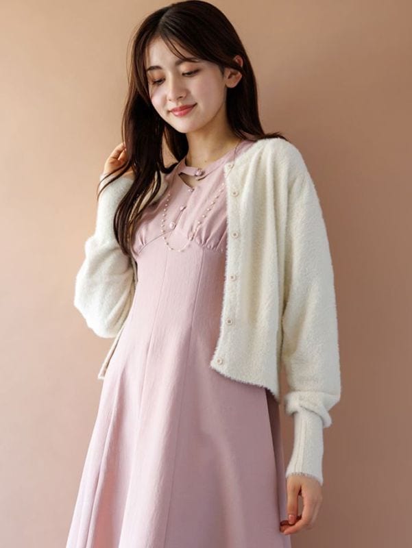 【70%OFF】ミンクライクファー丸首カーディガン