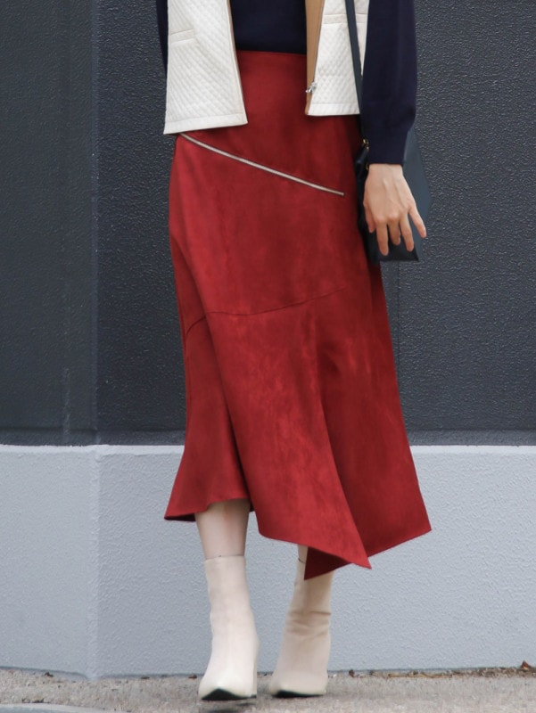 スェード　切替フレアースカート