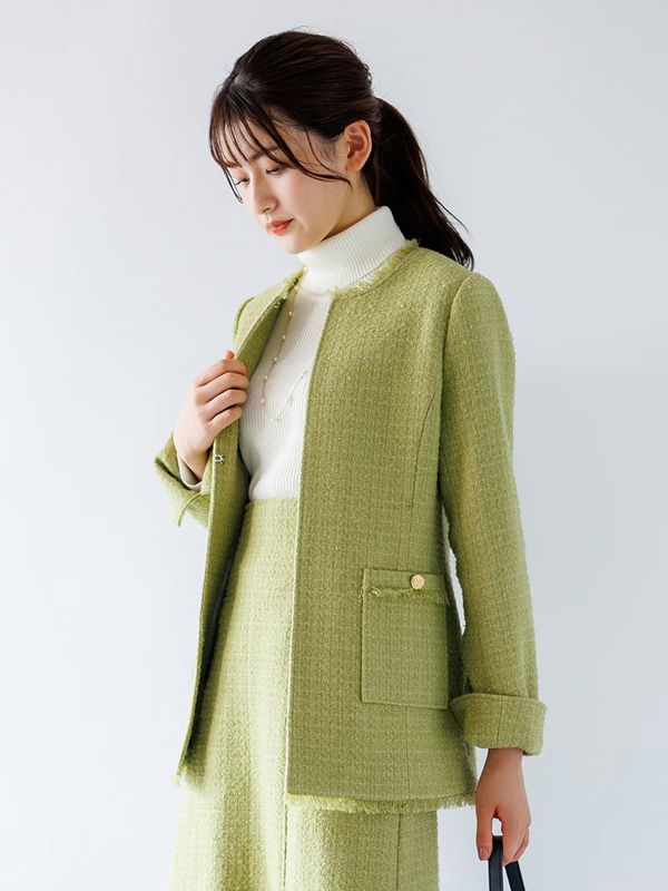 【秋冬50%OFF】ツイードフリンジジャケット