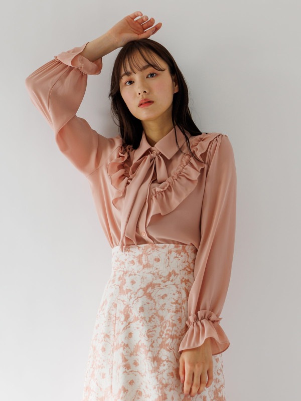 【40％OFF】フリルボウタイブラウス