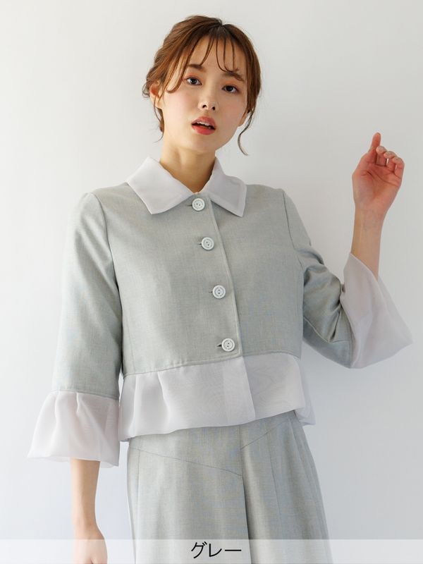【50%OFF】ザ・シャーク衿裾シフォンジャケット